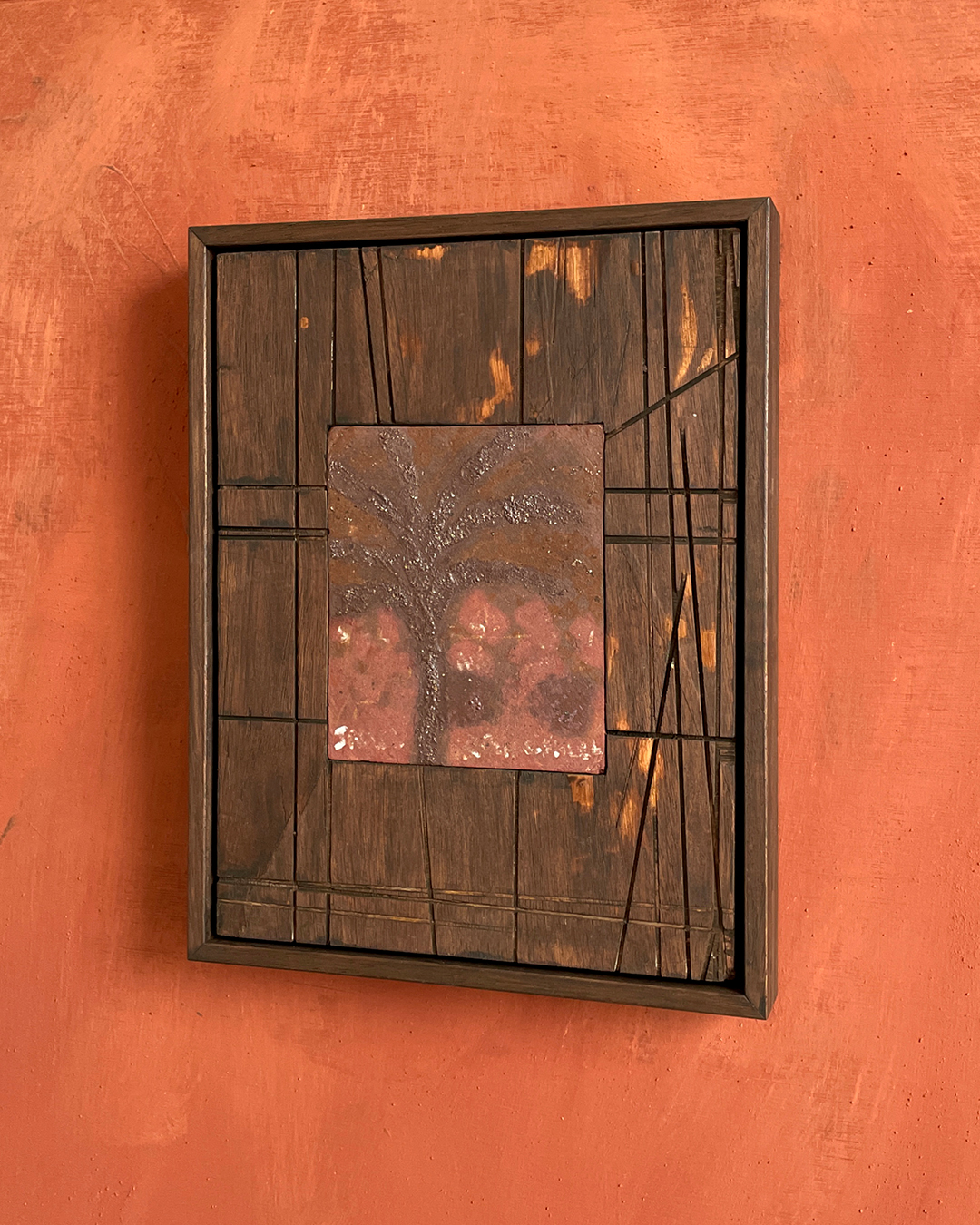 Daniel Dzonu Clarke Burning Shade Glaze on Ceramic tile and wood