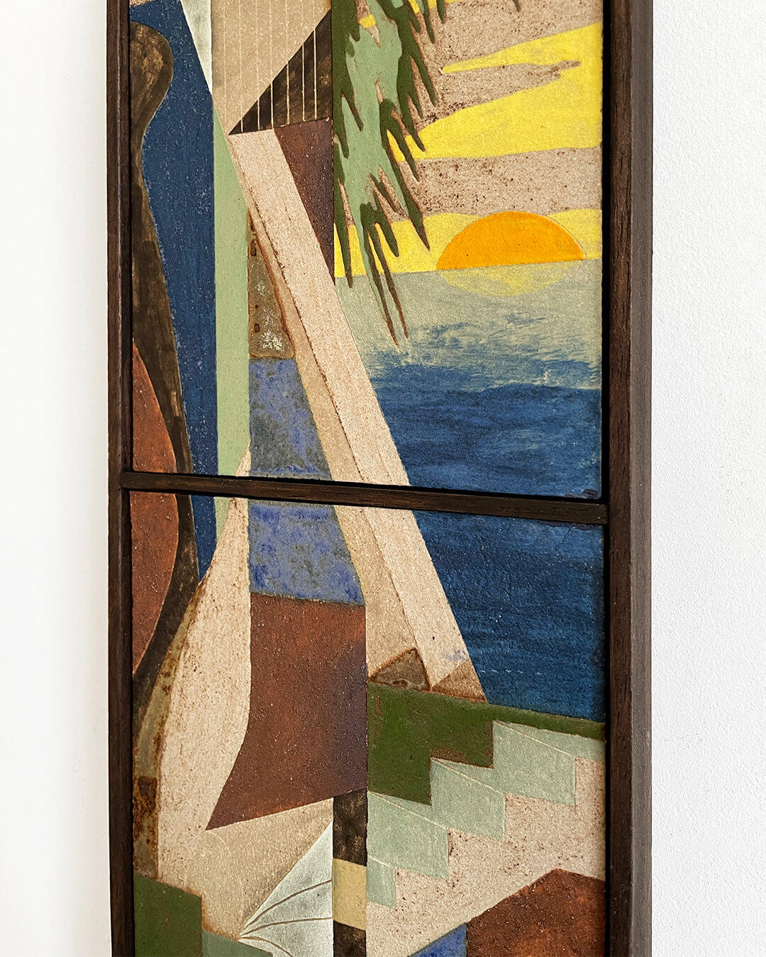 Daniel Dzonu Clarke Sundrift - Aeolic-Beams-Daniel Dzonu-Clarke Glaze on stoneware tiles 13 x 31cm 2026