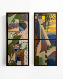 Daniel Dzonu Clarke Sundrift - Aeolic-Beams-Daniel Dzonu-Clarke Glaze on stoneware tiles 13 x 31cm 2026
