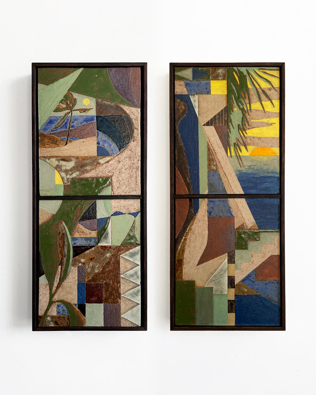 Daniel Dzonu Clarke Sundrift - Aeolic-Beams-Daniel Dzonu-Clarke Glaze on stoneware tiles 13 x 31cm 2026